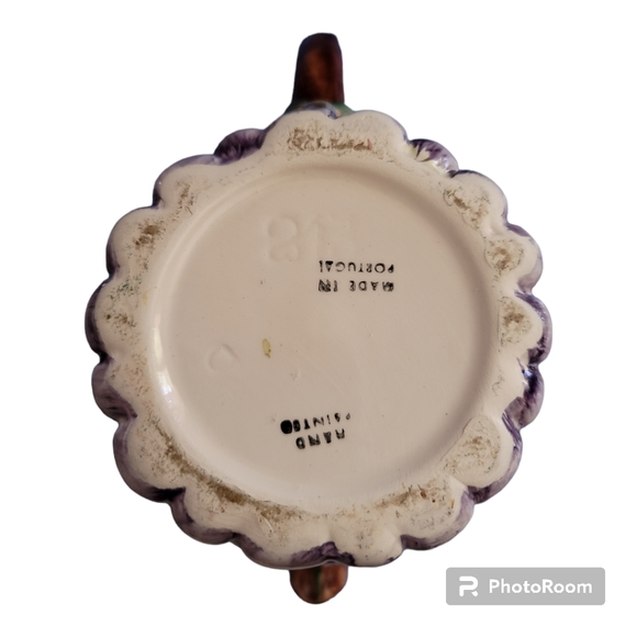 Majolica Portuguese pottery hand painted grape coffee tea pot 213 vtg - Picture 5 of 8